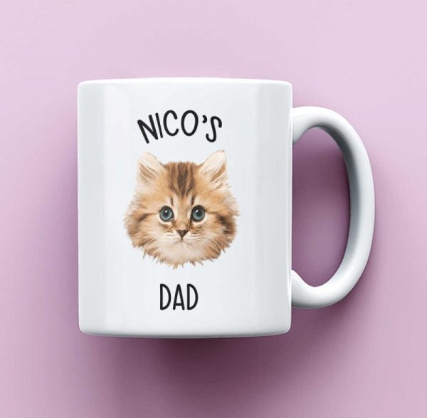 Cat Face Mug, Cat Photo Mug, Custom Pet Mug, Personalized Cat Mug, Cat Mom Mug, Cat Dad Mug