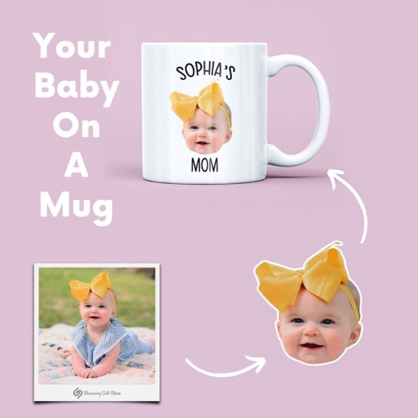 Custom Baby Photo Mug, New Mom Birthday Gift, Mug For New Mom, Personalized Baby Face Mug, Mug Gift For Mom