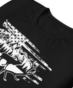 Elk Horns and American Flag Short Sleeve Unisex T Shirt 1