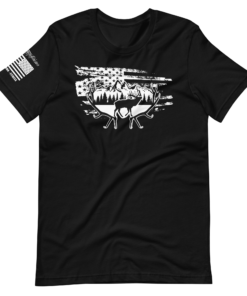 Elk Horns and American Flag Short Sleeve Unisex T Shirt 3