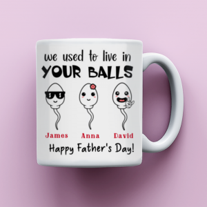 Fathers Day Gifts, We Use To Live In Your Balls Mug, Sperm Mug, Funny Gift For Dad, Father Day Mug, Dad Mug, Father Day Gift From Daughter