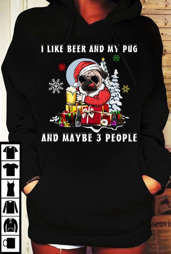 I Like Beer And My Pug And Maybe 3 People Hoodie