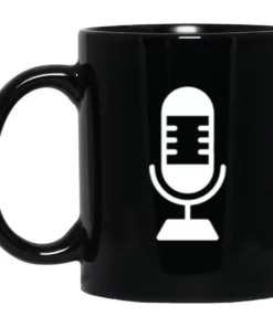 Minimalist Podcaster Microphone Black Mug 1