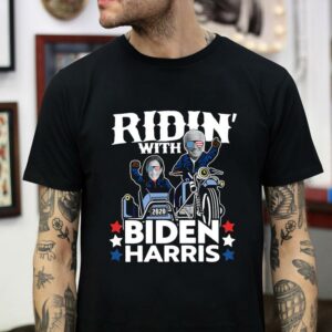 Motorcycle ridin with Biden Harris t-shirt