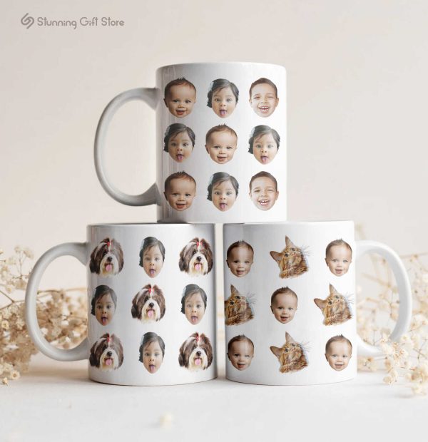 Multiface Mug, Personalized Photo Mug, Mom Mug, Dad Mug, Grandpa Mug, Grandma Mug