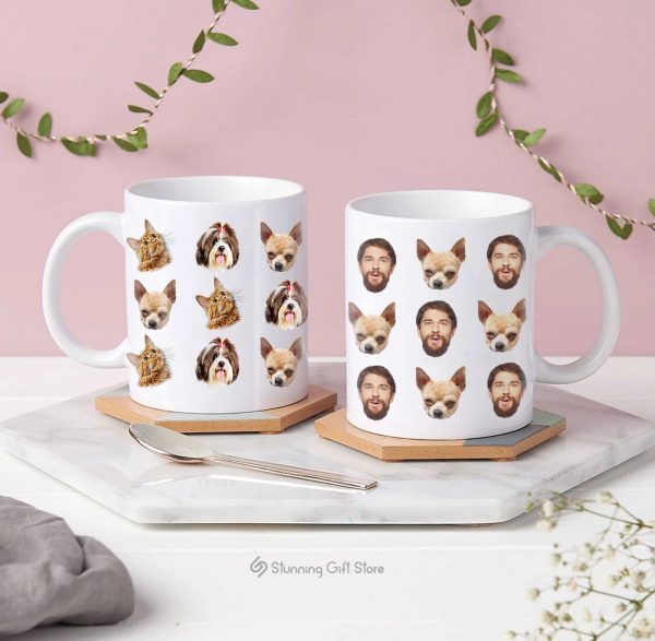 Multiface Pets Mug, Custom Dog Mug, Photo Mug, Dog Mom Mug, Dog Dad Mug, Coffee Mug