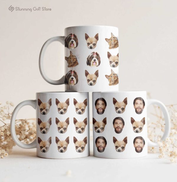 Multiface Pets Mug, Custom Dog Mug, Photo Mug, Dog Mom Mug, Dog Dad Mug, Coffee Mug