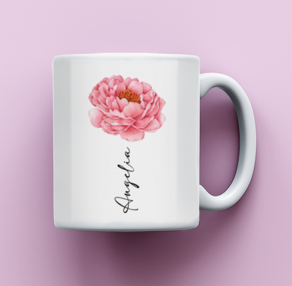 Peony Mug, Peony Gifts, Peony Coffee Mug, Peony Cup Personalized Name, Peony Coffee Cup, Peony Gifts For Women, Peony Flower Mug