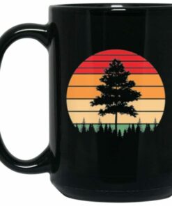 Retro Sunset Happy Tree 15 oz. Black Mug 1 Retro Sunset Happy Tree 15 oz Black Mug 2