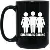 Sharing Is Caring – Black coffee mug for throuples and threesomes