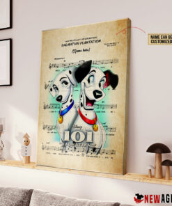 101 Dalmatians Pongo and Perdita over Dalmatian Plantation Sheet Music Poster Canvas 1 101 Dalmatians Pongo and Perdita over Dalmatian Plantation Sheet Music Poster Canvas 2