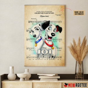 101 Dalmatians Pongo and Perdita over Dalmatian Plantation Sheet Music Poster Canvas 5