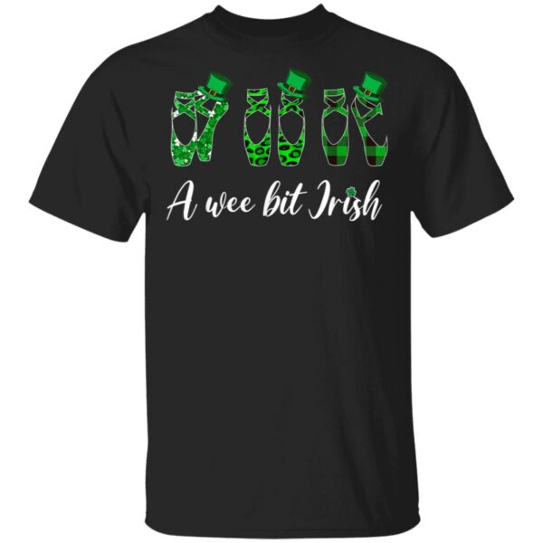 A Wee Bit Irish Green Plaid Ballet Shoes St Patricks Day Shirt, Long Sleeve