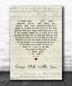 Adam Sandler Grow Old With You Script Heart Song Lyric Quote Poster Canvas 1