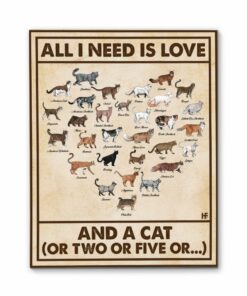 All I Need Is Love And A Cat Or Two Or Five Canvas Poster 1