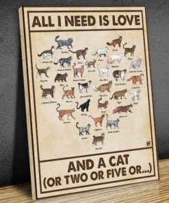 All I Need Is Love And A Cat Or Two Or Five Canvas Poster 2