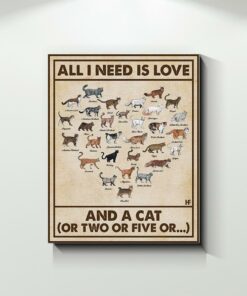 All I Need Is Love And A Cat Or Two Or Five Canvas Poster 3
