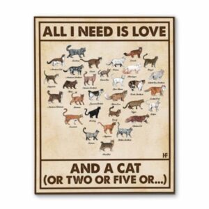 All I Need Is Love And A Cat Or Two Or Five Canvas Poster 4