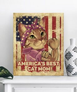 America Best Cat Mom Canvas Poster 2