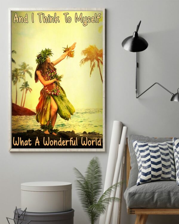 And I Think To Myself What A Wonderful World Hawaii Girl Vintage Poster, Canvas