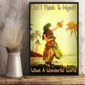 And I Think To Myself What A Wonderful World Hawaii Girl Vintage Poster Canvas 3