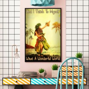 And I Think To Myself What A Wonderful World Hawaii Girl Vintage Poster Canvas 4