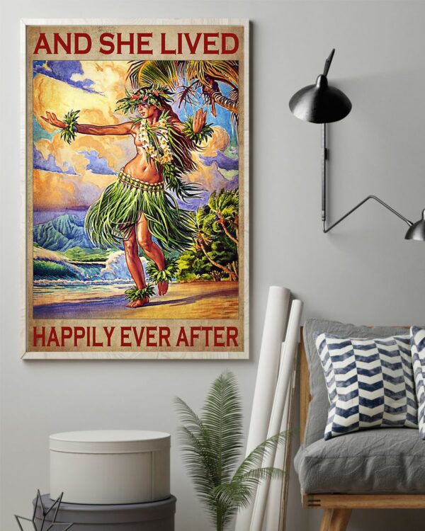 And She Lived Happily Ever After Hawaii Girl Vintage Poster, Canvas