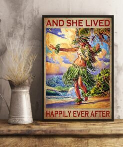 And She Lived Happily Ever After Hawaii Girl Vintage Poster Canvas 3