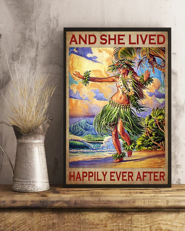 And She Lived Happily Ever After Hawaii Girl Vintage Poster, Canvas