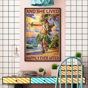 And She Lived Happily Ever After Hawaii Girl Vintage Poster Canvas 4