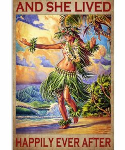 And She Lived Happily Ever After Hawaii Girl Vintage Poster Canvas 5