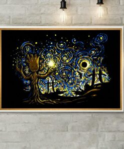 Baby Groot Starry Night poster canvas 2