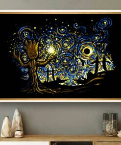 Baby Groot Starry Night poster canvas 3