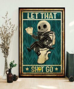 Baby Jack Skellington bathroom let that shit go poster 1