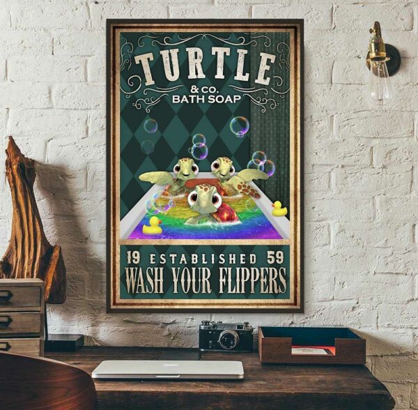 Baby Turtle wash your flippers poster