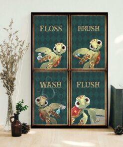 Baby turtle flosh brush wash flush poster 1