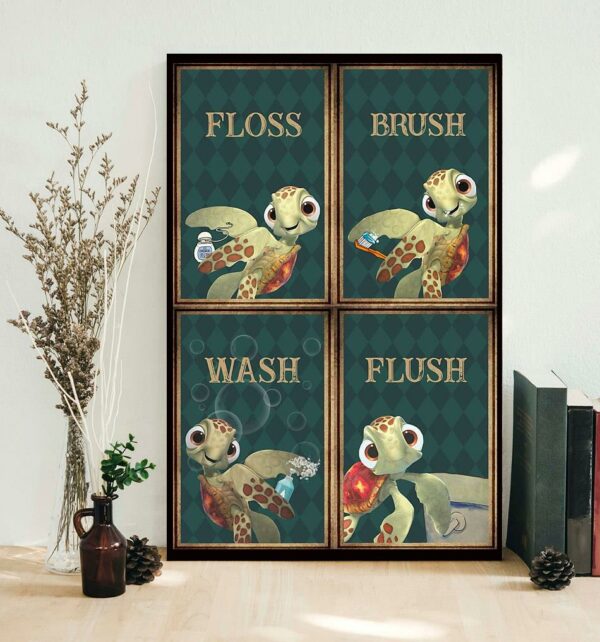 Baby turtle flosh brush wash flush poster