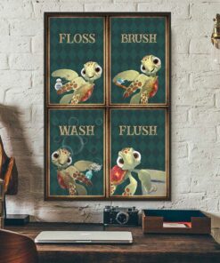 Baby turtle flosh brush wash flush poster 3