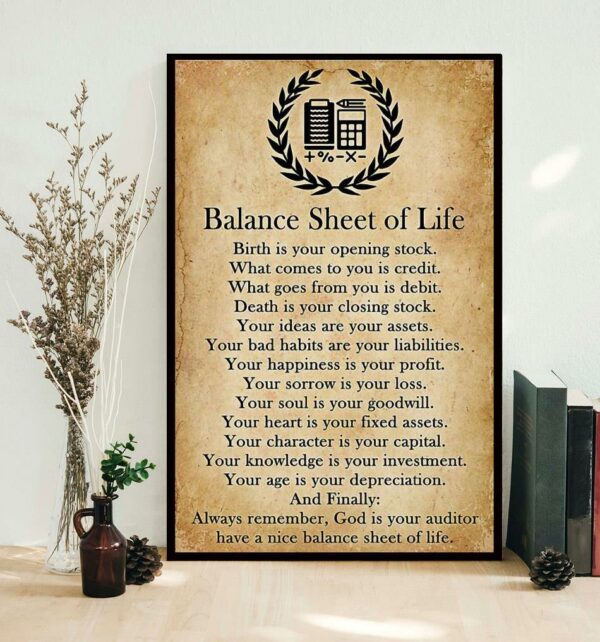 Balance sheet of life poster canvas