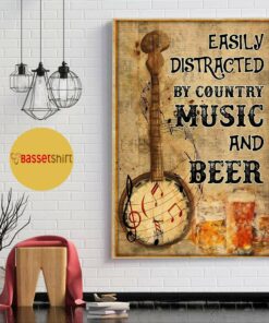 Banjo easily distracted by music and beer poster 1