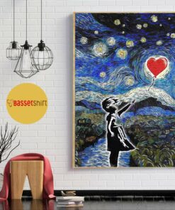Banksy starry night heart balloon poster canvas 1
