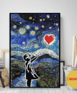 Banksy starry night heart balloon poster canvas 1 Banksy starry night heart balloon poster canvas 2