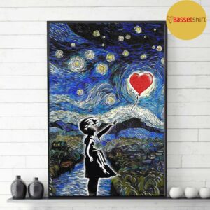 Banksy starry night heart balloon poster canvas 3