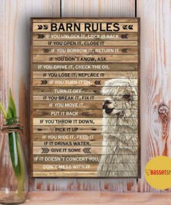 Barn Rules Alpaca wood poster canvas 1