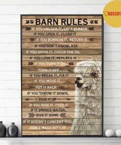 Barn Rules Alpaca wood poster canvas 2