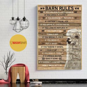 Barn Rules Alpaca wood poster canvas 4