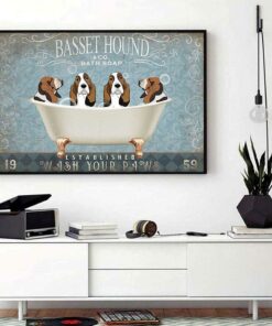 Basset Hound bath soap wash your paws horizontal canvas 1