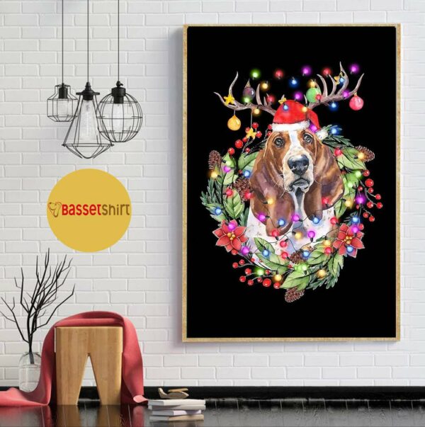 Basset Hound mashup deer Christmas poster