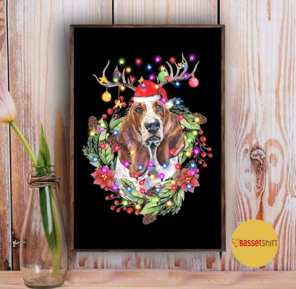 Basset Hound mashup deer Christmas poster