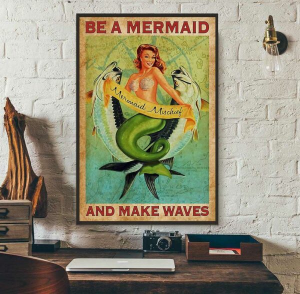 Be a Mermaid and make waves vertical canvas